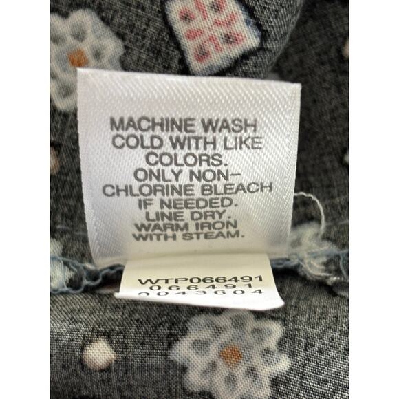 J Jill Women's Size XL Blue Printed 3/4 Sleeve Collarless Button Up Shirt Blouse - Picture 5 of 10